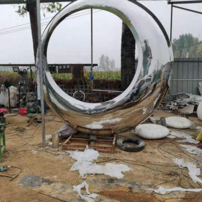 不锈钢广场镜面抽象圆环雕塑