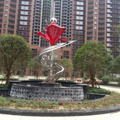 不锈钢广场花朵雕塑