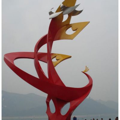 不锈钢景观抽象凤凰雕塑