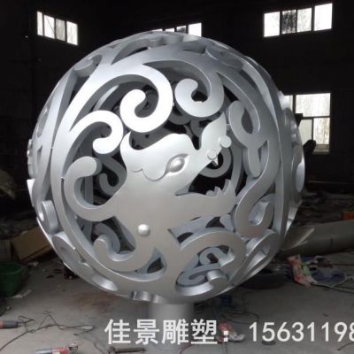 不锈钢发光镂空球雕塑