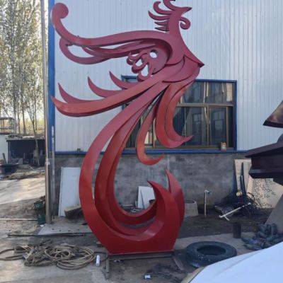 不锈钢景区大型抽象凤凰雕塑