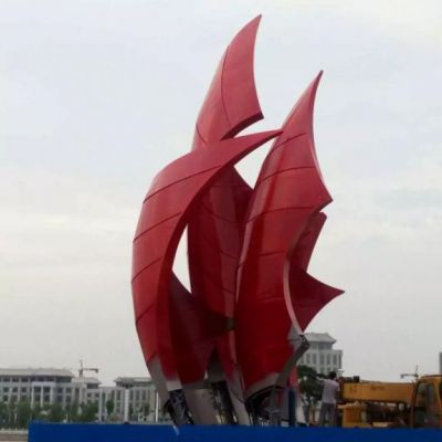 不锈钢大型抽象艺术帆船雕塑