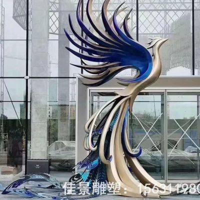 不锈钢彩色孔雀雕塑