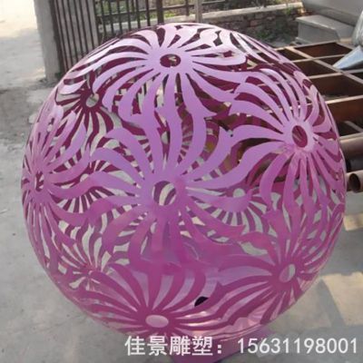不锈钢花形圆球雕塑