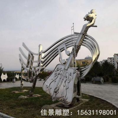 不锈钢抽象音符和提琴雕塑