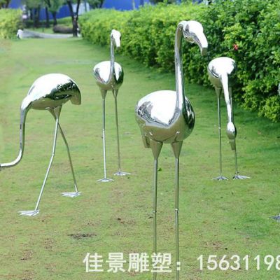 不锈钢抽象 火烈鸟雕塑