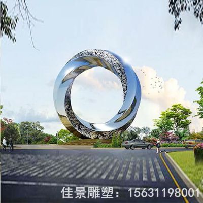 不锈钢镜面圆环雕塑