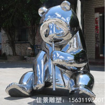 不锈钢公园熊猫雕塑