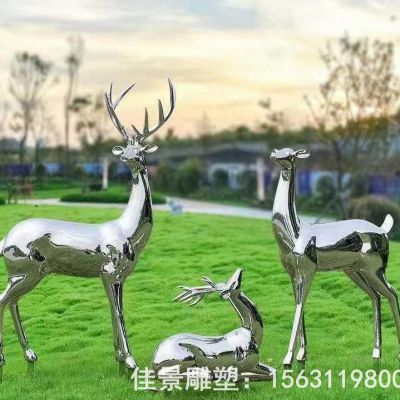 不锈钢仿真抽象鹿雕塑