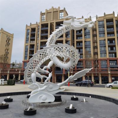 不锈钢园林大型抽象龙雕塑