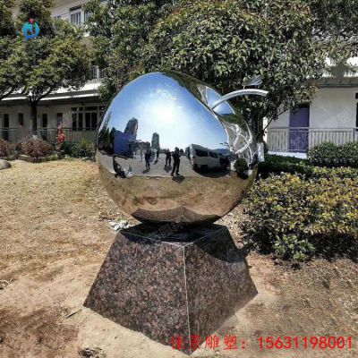 不锈钢公园镜面苹果雕塑