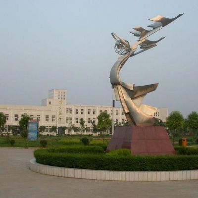 不锈钢公园海浪和天鹅雕塑