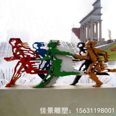 不锈钢抽象跑步人物雕塑