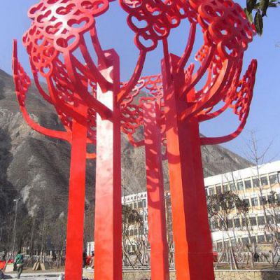 不锈钢园林抽象枫树雕塑