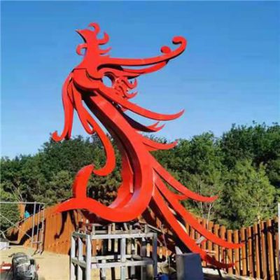 不锈钢抽象凤凰涅槃景观雕塑