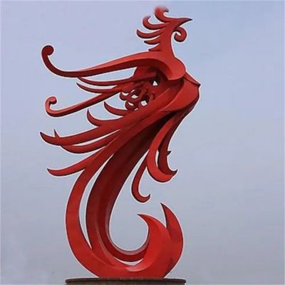 不锈钢抽象凤凰涅槃景观雕塑