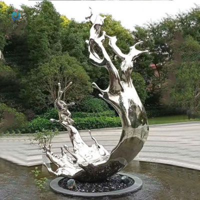 不锈钢抽象蛟龙出海雕塑