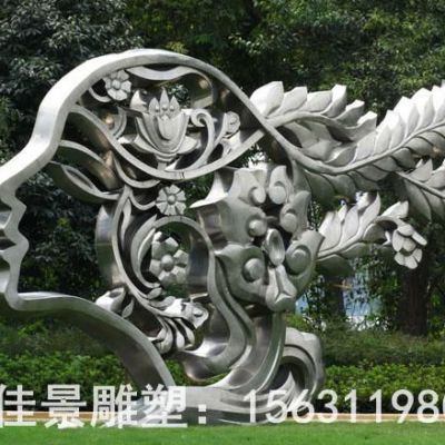 不锈钢抽象美女轮廓雕塑