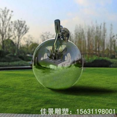 不锈钢抽象镜面苹果雕塑