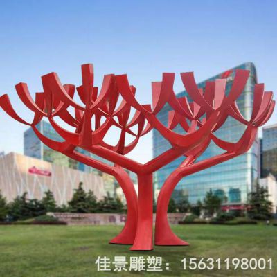 不锈钢园林抽象树木雕塑
