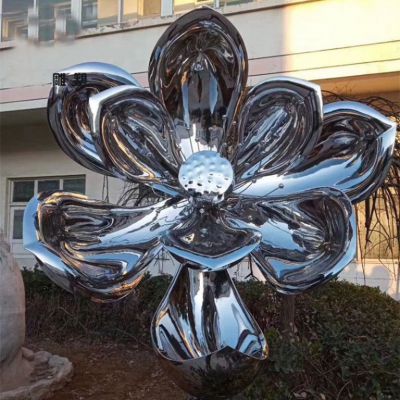 不锈钢广场镜面荷花雕塑