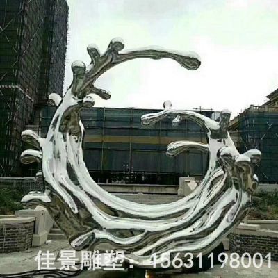 镜面不锈钢抽象浪花雕塑