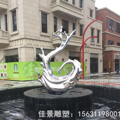 不锈钢景区镜面抽象海浪雕塑