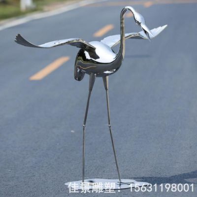 展翅镜面仙鹤不锈钢雕塑