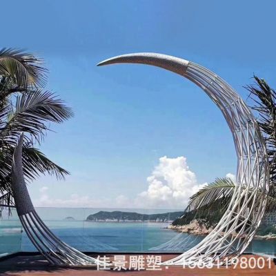 镂空不锈钢月亮雕塑