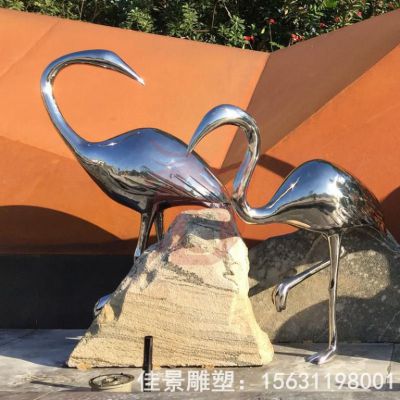 不锈钢火烈鸟街边雕塑