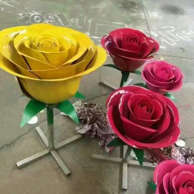 彩绘不锈钢花朵广场雕塑