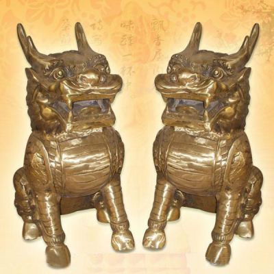 金色麒麟抽象动物铜雕