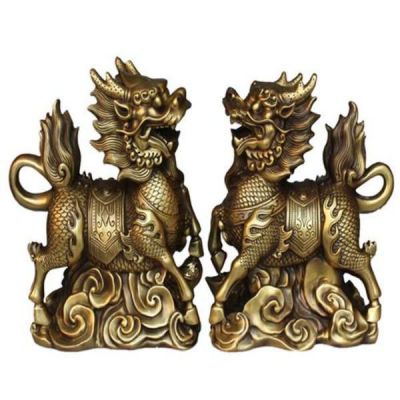 金色麒麟动物景观铜雕