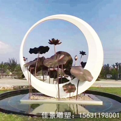 荷花景观户外不锈钢雕塑