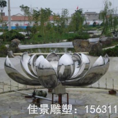 不锈钢荷花园林标志雕塑