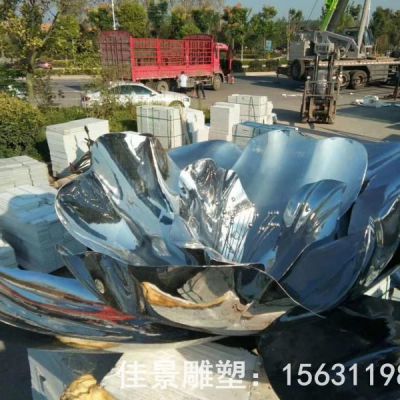 不锈钢荷花小区标志雕塑