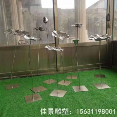 不锈钢荷花户外标志雕塑