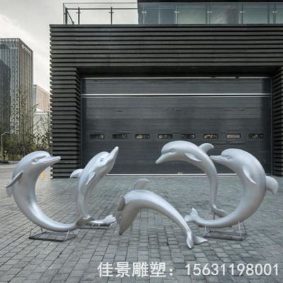 海豚跳跃城市不锈钢雕塑