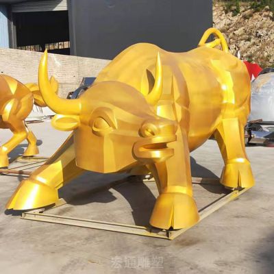 牛动物标志景观铜雕