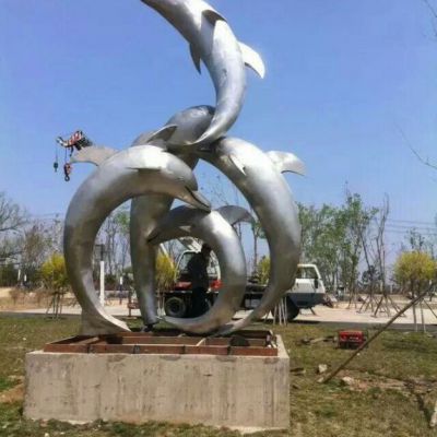 海豚嬉戏景观不锈钢雕塑