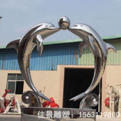 海豚嬉戏商场不锈钢雕塑