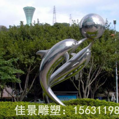 海豚嬉戏景区不锈钢雕塑
