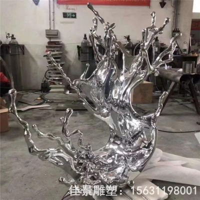 不锈钢抽象海浪街边雕塑