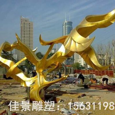 展翅仙鹤街边景观铜雕