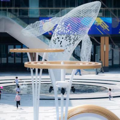 镂空鲨鱼户外不锈钢雕塑