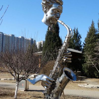 不锈钢萨克斯园林雕塑