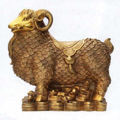 金色羊城市动物铜雕