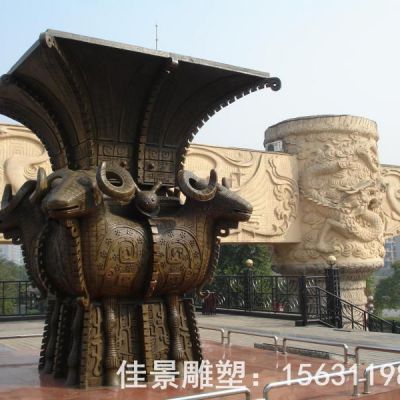 四羊方尊户外标志铜雕