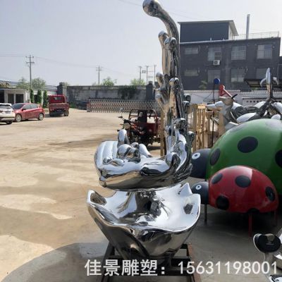 公园镜面海浪不锈钢雕塑