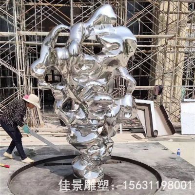 抽象镜面不锈钢标志雕塑